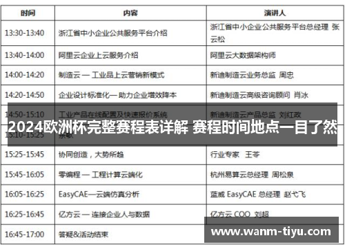 2024欧洲杯完整赛程表详解 赛程时间地点一目了然